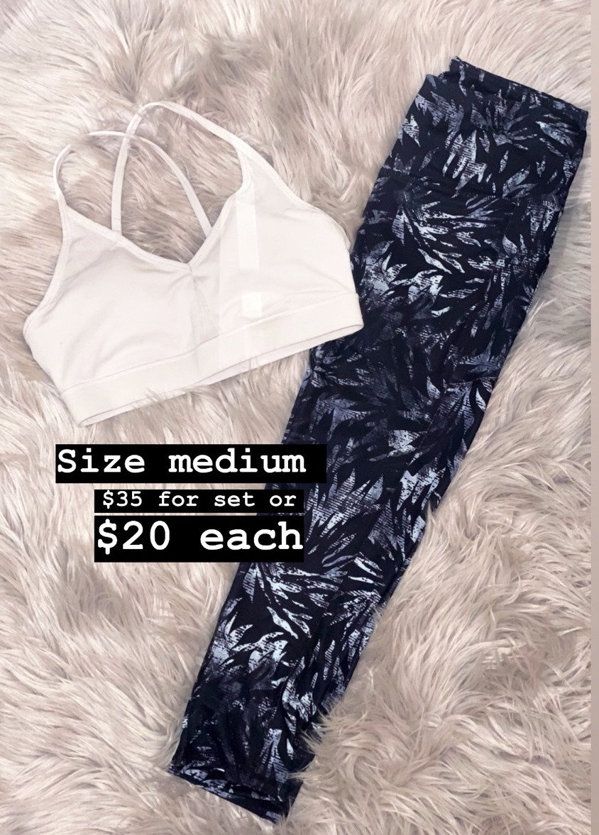 GAIAM BRA & LEGGINGS SET- BLK/WHT JUNGLE
