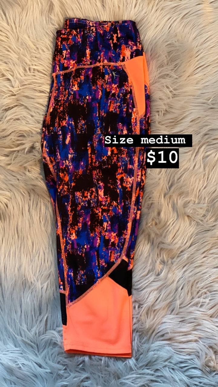 DANDSKIN COLOR PRINT LEGGINGS- ORANGE/BLUE