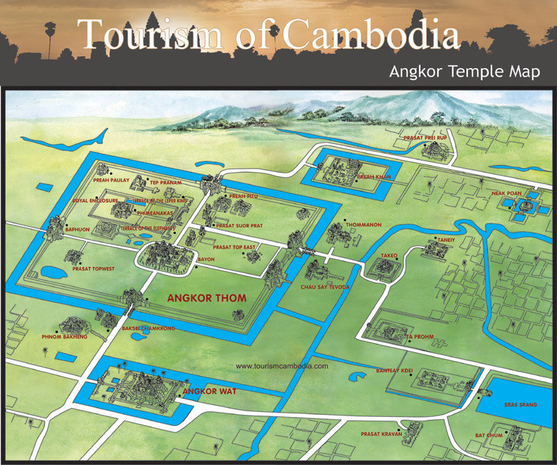 Angkor Complex Map provided by Tourism of Cambodia