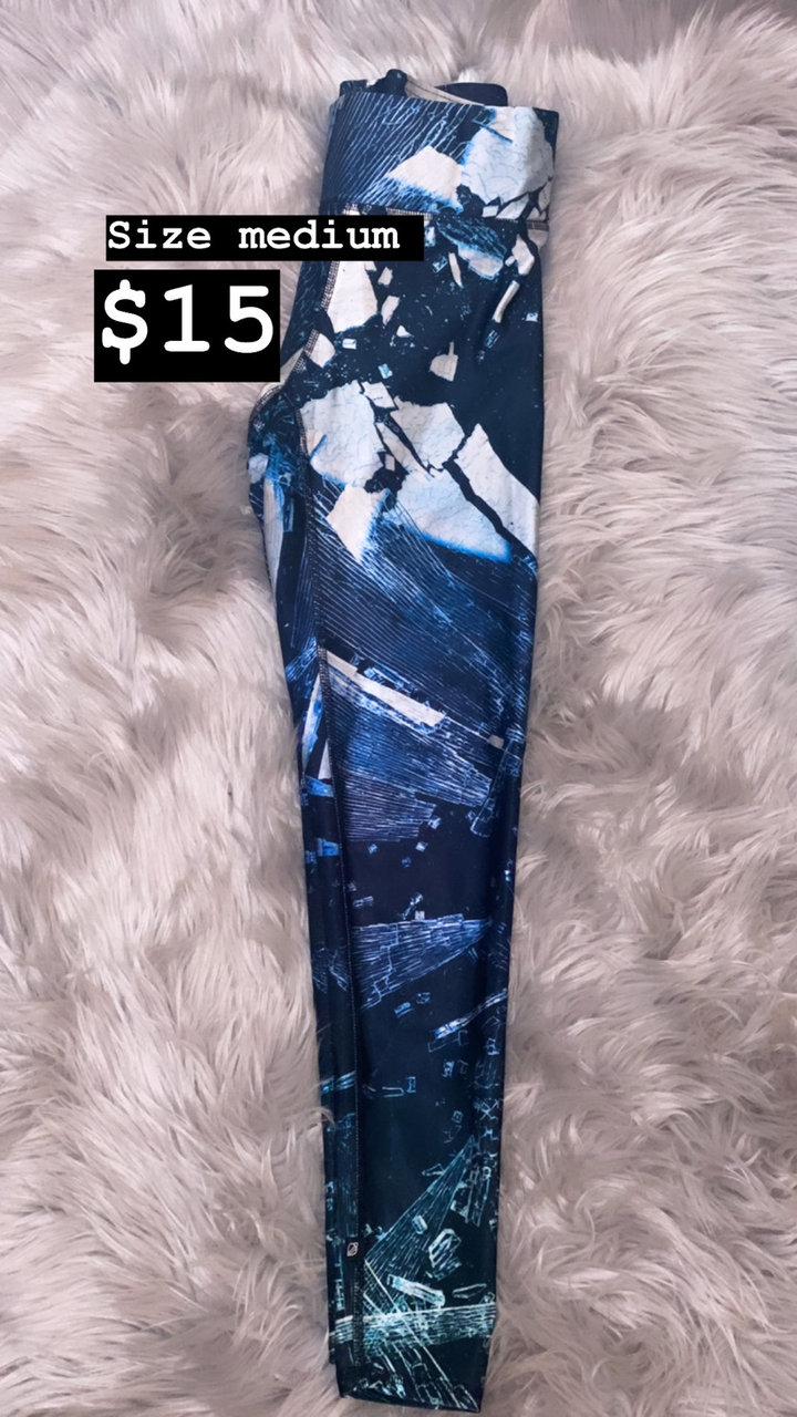TEREZ BROKEN GLASS BLUE LEGGINGS- WIDE WAIST BAND